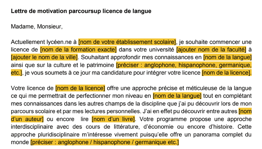 Exemple lettre de motivation