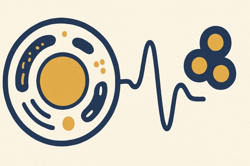 Illustration du parcours BCP : cellule, signal physiologique et division cellulaire